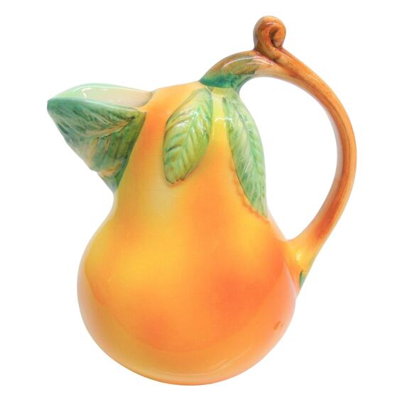 Salute Italia Pear Shaped Juice Pitcher 8.5" Yellow Green Figural Fruit Italy - Picture 2 of 8